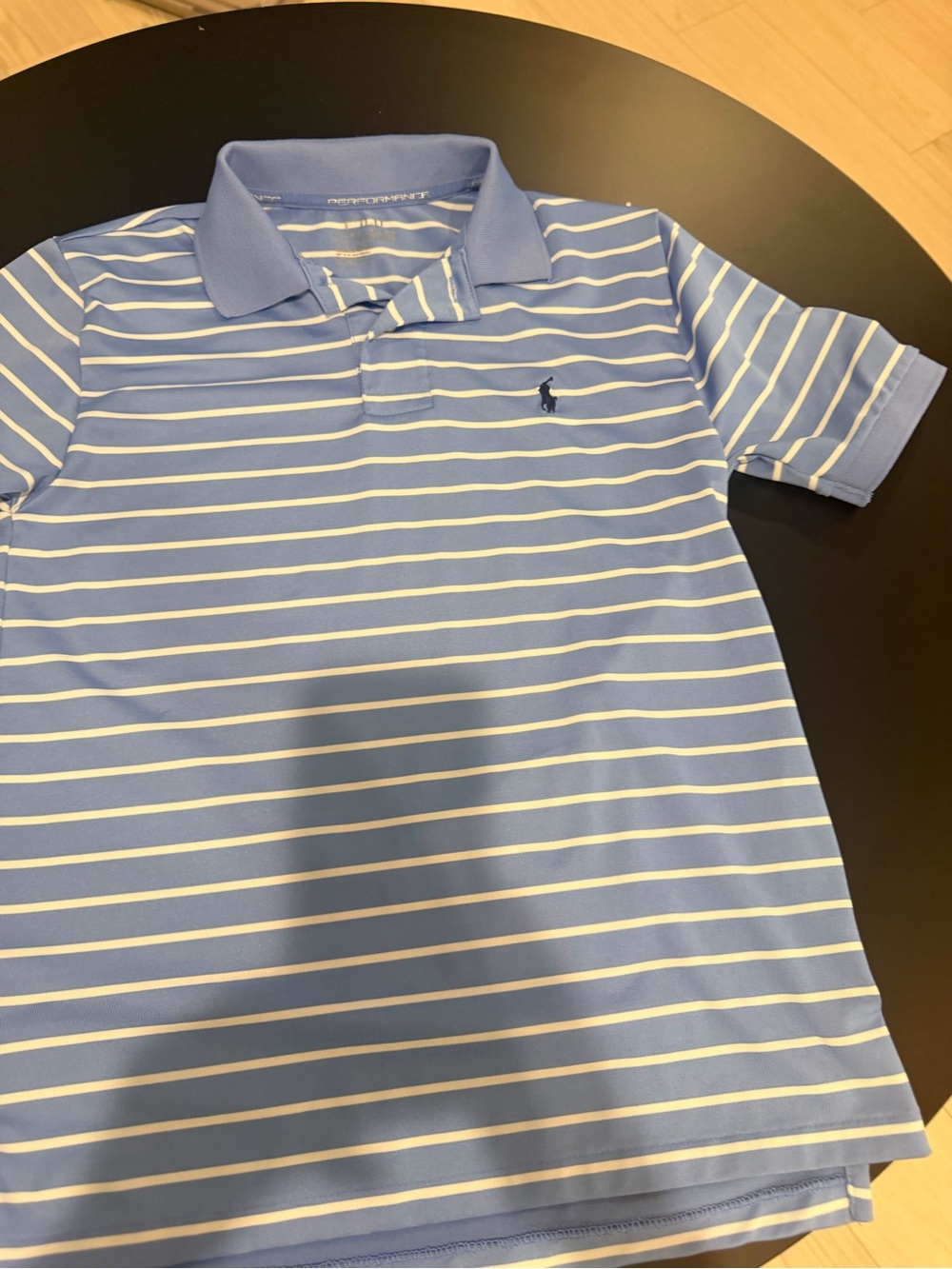 Polo by Ralph Lauren Light Blue and White Striped Performance Polo